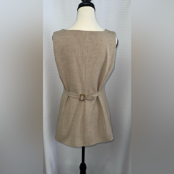 Rachel Zoe Tailored Vest Beige Square Neck Button Front Sleeveless Size 8 - Picture 11 of 12